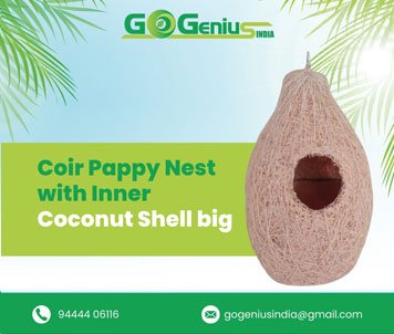 Coir Pappy Nest with Inner Coconut Shell big