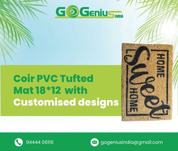 Coir PVC Tufted Mat 18x12 with Customised designs