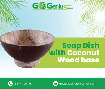 Soap Dish with Coconut Wood base